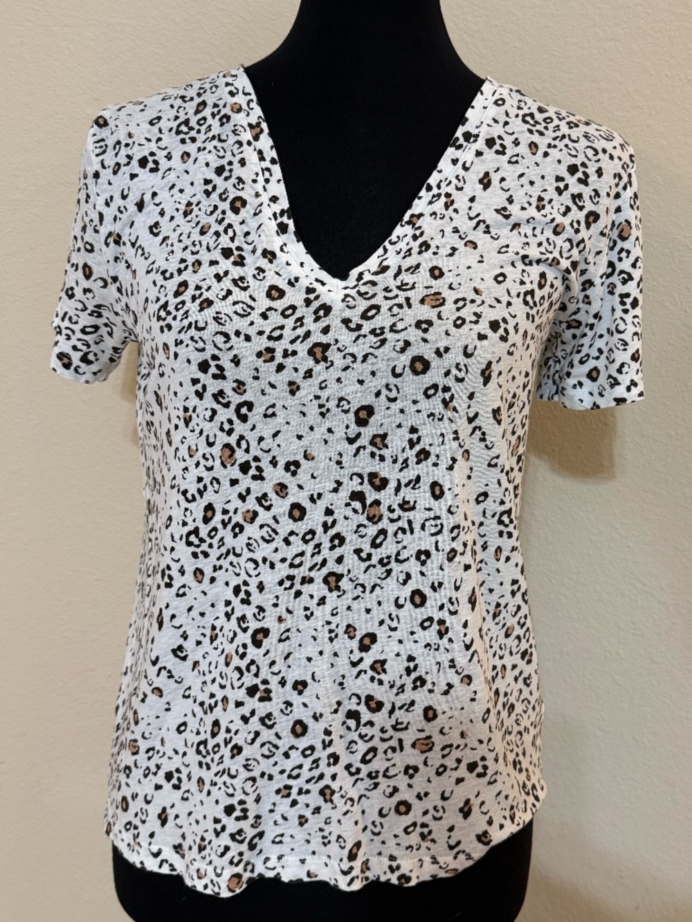 Rails Cara Tee, White/Mocha Leopard